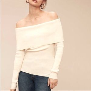 Wilfred Croquis sweater, white, off the shoulder